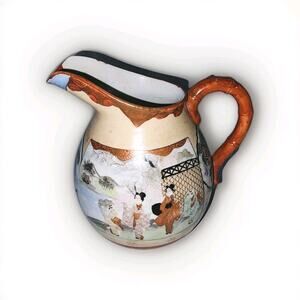 Antique Kutani Japanese Porcelain Creamer Hand Painted Circa 1890’s